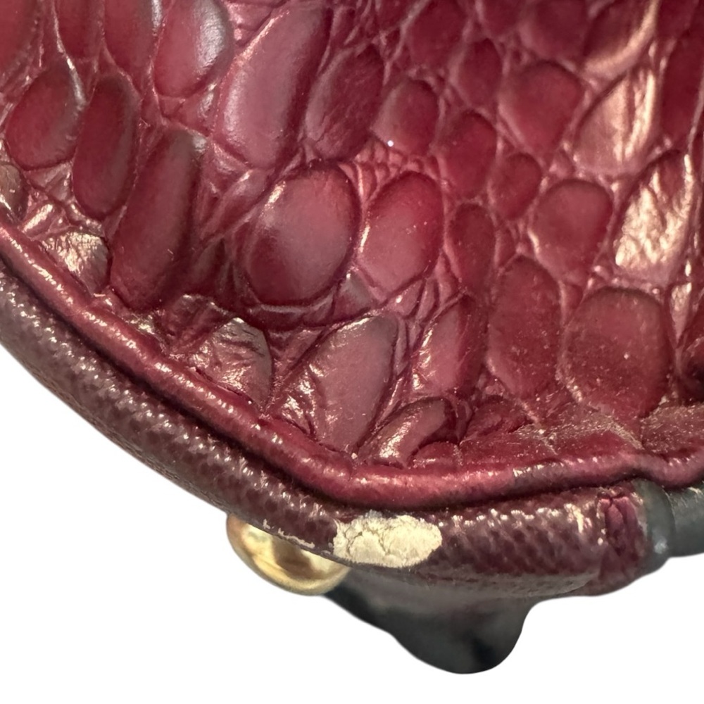 Cleo Faux Leather and Crocodile Skin Purse Hand Bag Burgundy Y2K Vintage - Picture 6 of 7